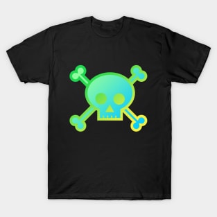 Skull and Crossbones Pirate Flag Green Yellow Gradient T-Shirt